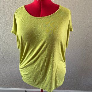 Old Navy Short-sleeve Chartreuse with small floral print and side gathers 2X